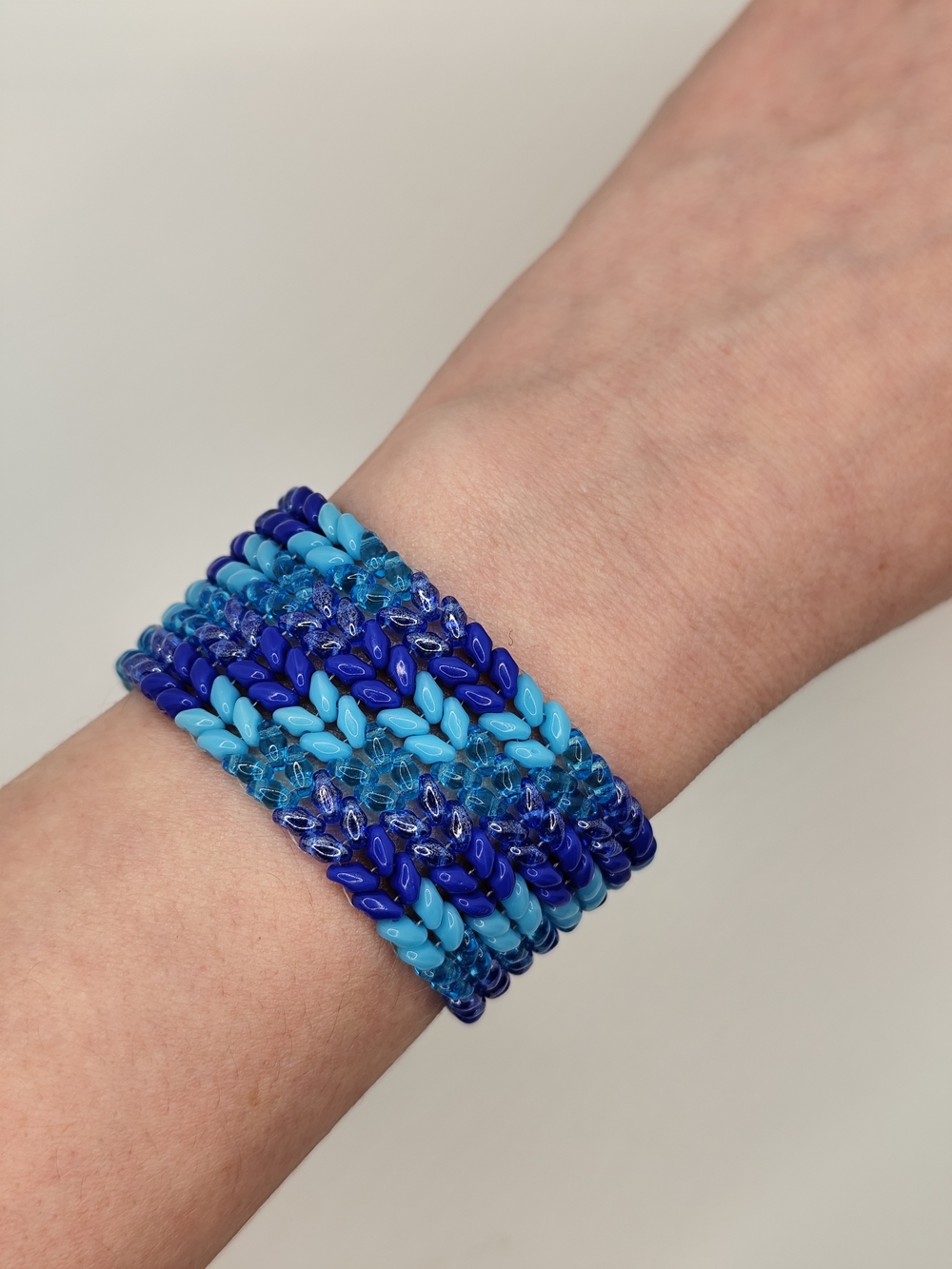 Blue Multi-Row Glass Bead  Bracelet